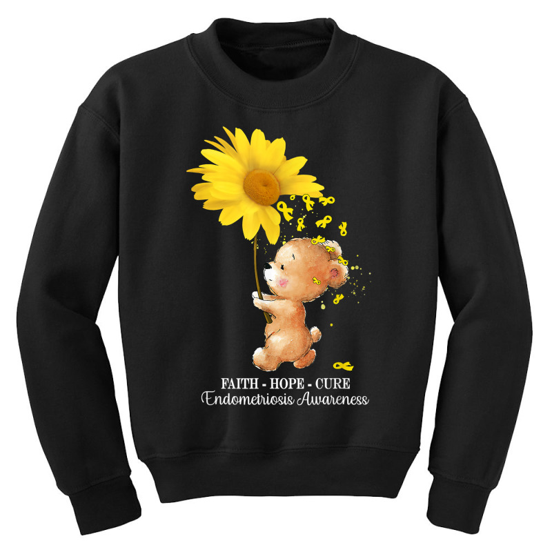 Faith Hope Cure Yellow Endometriosis Awareness T Shirt Youth Sweatshirt by ReagerAero | Artistshot