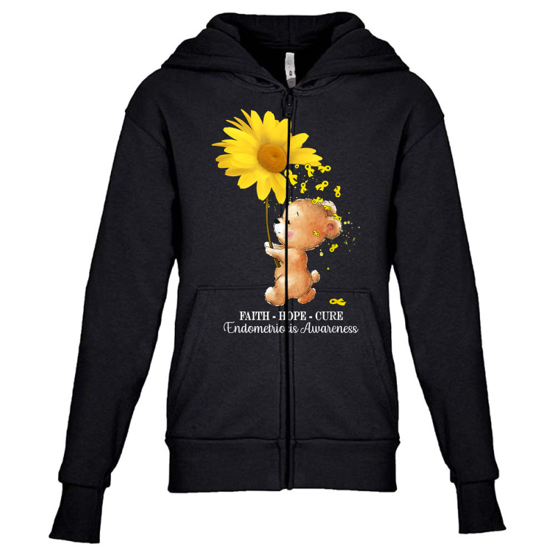 Faith Hope Cure Yellow Endometriosis Awareness T Shirt Youth Zipper Hoodie by ReagerAero | Artistshot