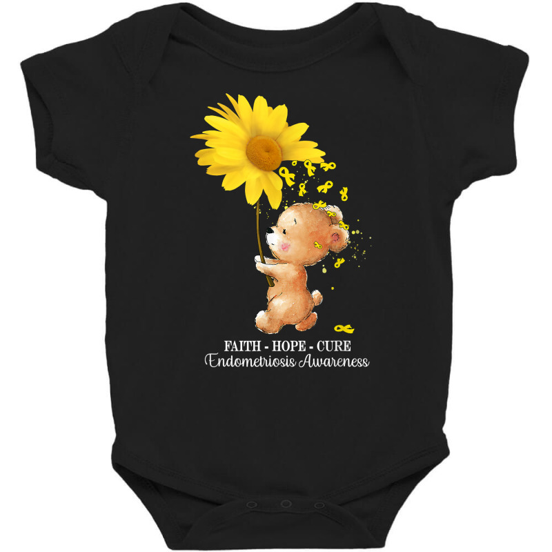 Faith Hope Cure Yellow Endometriosis Awareness T Shirt Baby Bodysuit by ReagerAero | Artistshot