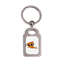 Pizza Steve Cool Cartoon Silver Rectangle Keychain | Artistshot