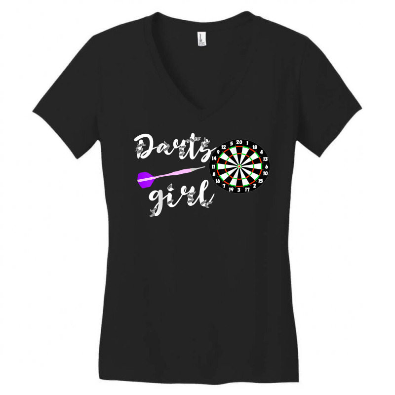 Darts Girl Dart Player Arrow Game Bullseye Board Dartboard T Shirt Women's V-Neck T-Shirt by TappanSajan | Artistshot