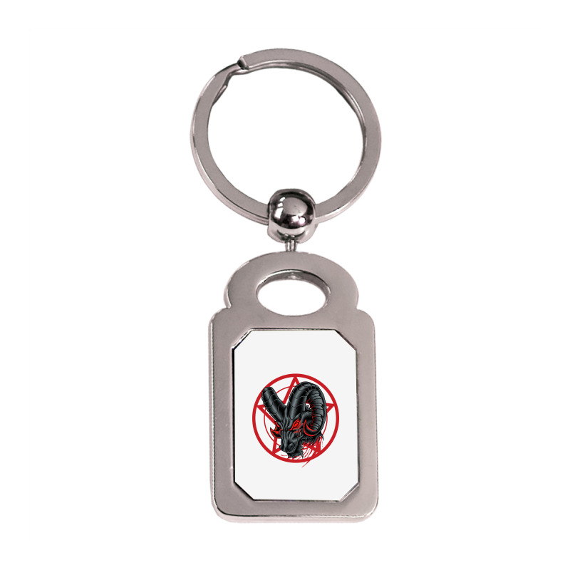 Angry Mountain Goat Silver Rectangle Keychain | Artistshot