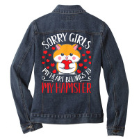 Cute Hamster Pet Lover Lifestyle My Heart Belongs To Hamster T Shirt Ladies Denim Jacket | Artistshot