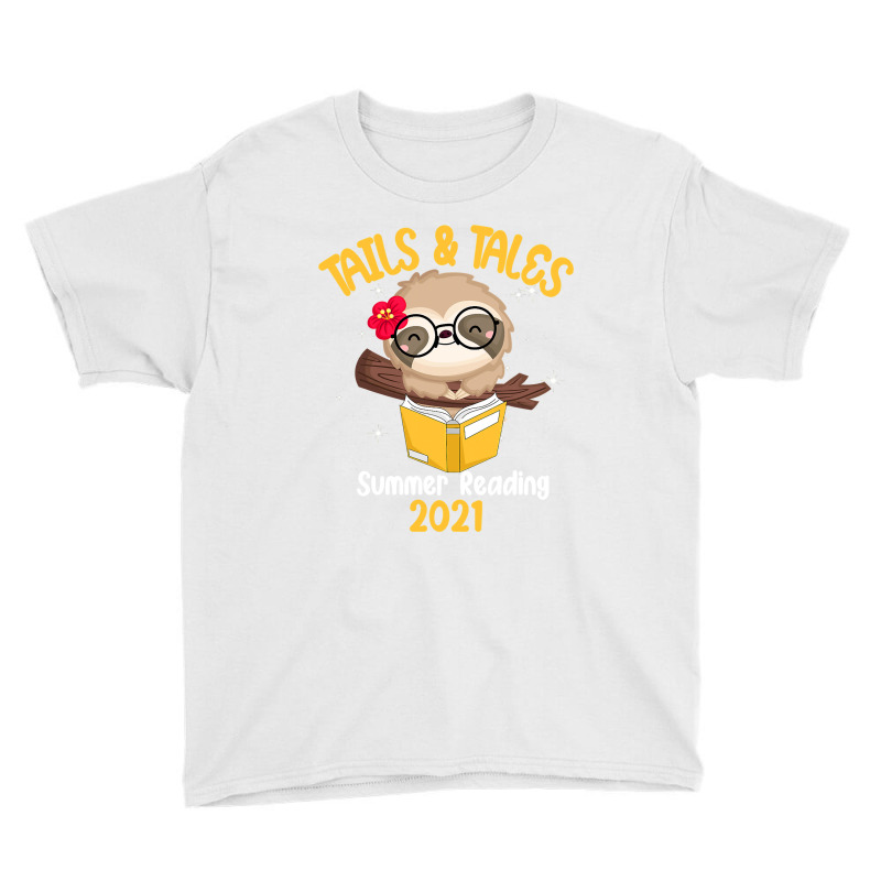 Tails And Tales Summer Reading 2021 Sloth Book Lovers T Shirt Youth Tee | Artistshot