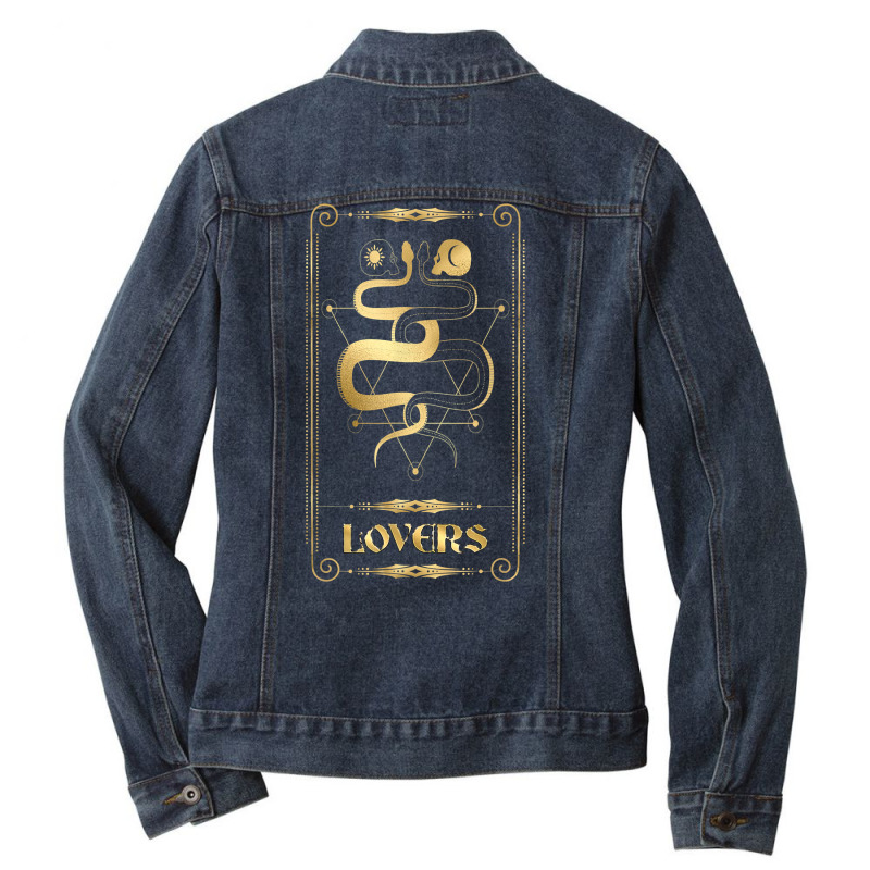 Lovers Tarot Card Occult Esoteric Spiritual Pagan Gothic T Shirt Ladies Denim Jacket by hollymu | Artistshot