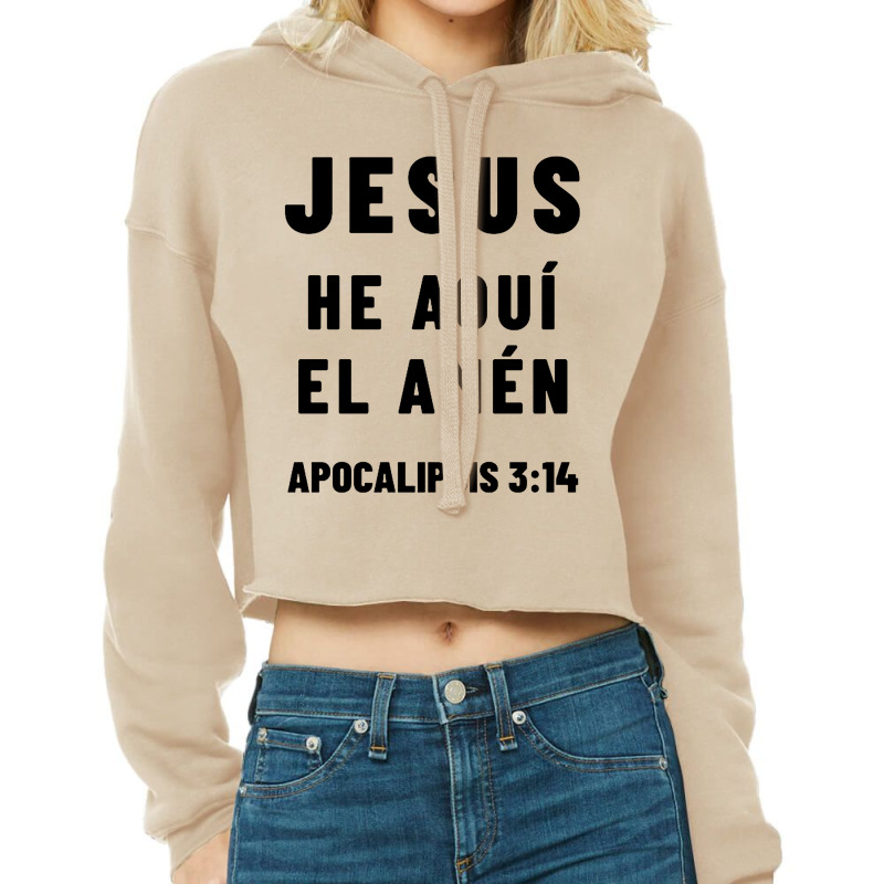 Revelation 3:14 Jesus The Amen Spanish Bible Verse Cropped Hoodie by GlassKaca | Artistshot