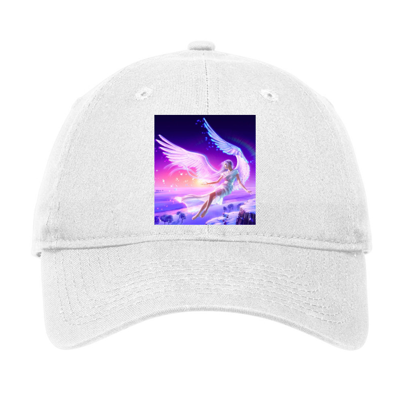 Girl Flying Angel Wings Lights Drawing Fantasy Adjustable Cap by RamaArt | Artistshot