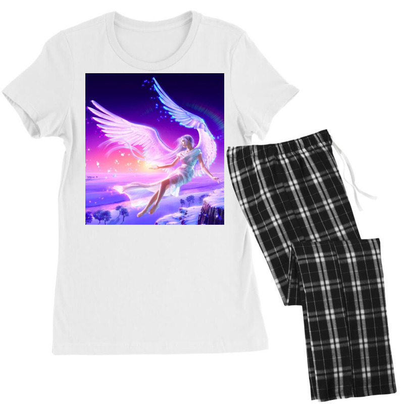 Girl Flying Angel Wings Lights Drawing Fantasy Women's Pajamas Set by RamaArt | Artistshot