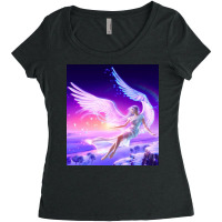 Girl Flying Angel Wings Lights Drawing Fantasy Women's Triblend Scoop T-shirt | Artistshot