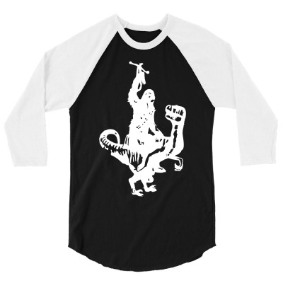 Chewbacca Riding A Velociraptor Dinosaur 3/4 Sleeve Shirt Designed By Wanzinx