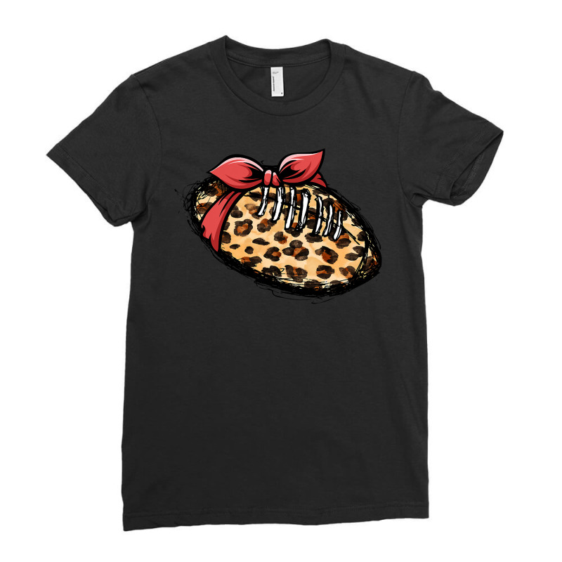 Football Mom Life Leopard Women Football Season 87 Football Player Ladies Fitted T-Shirt by circularflap | Artistshot