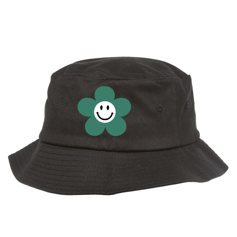 Viridian Green Daisy Smile Face Flower Bucket Hat by GlassKaca | Artistshot