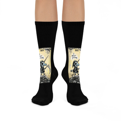 Disappointed Stabby Grim Crew Socks Designed By Warning