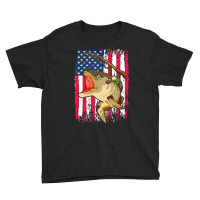 Fishing T  Shirt Fish Angling Hobby U S Flag American Fisherman Fishin Youth Tee | Artistshot