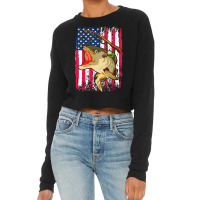 Fishing T  Shirt Fish Angling Hobby U S Flag American Fisherman Fishin Cropped Sweater | Artistshot