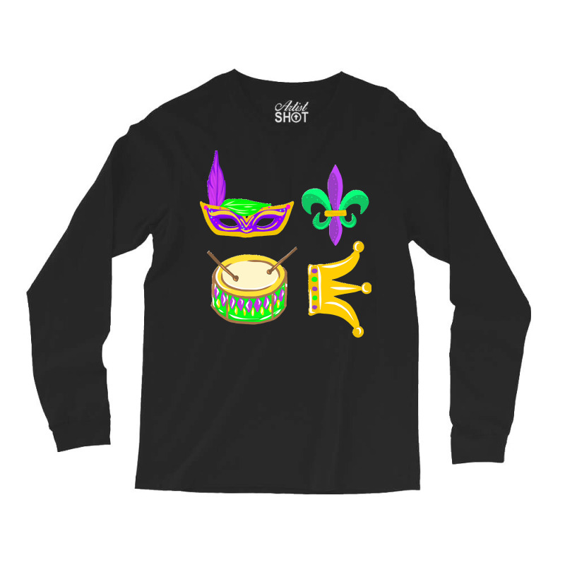 Mardi Gras Mask Parade Outfit Idea T  Shirt Mardi Grass Parade Outfit Long Sleeve Shirts | Artistshot