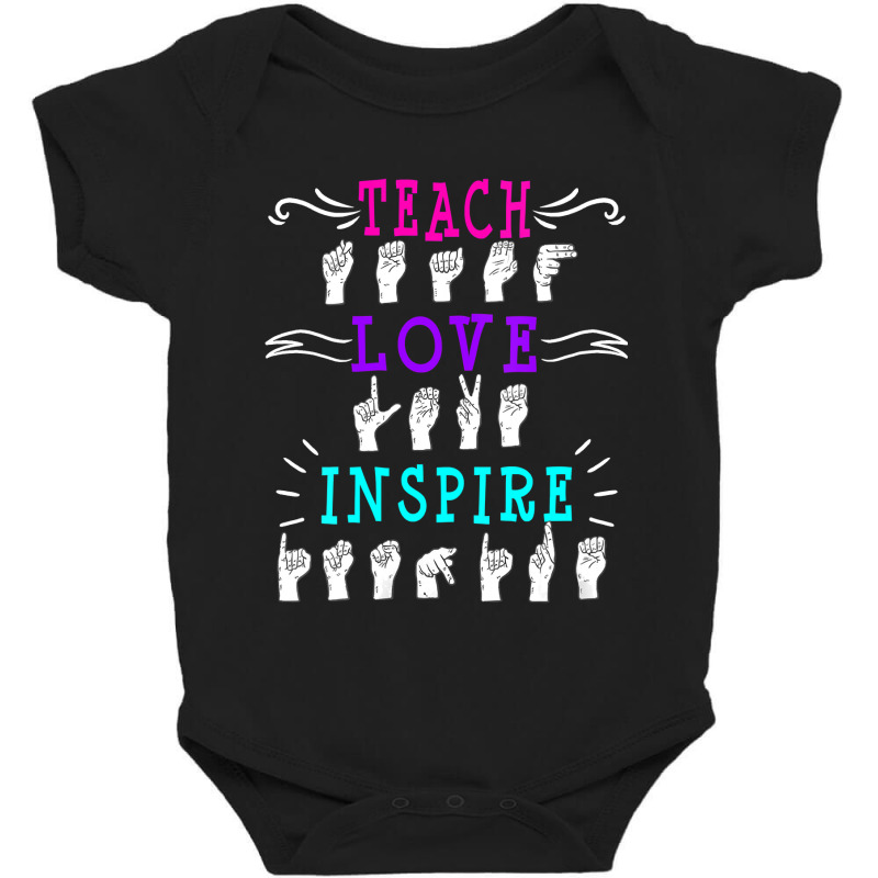 Womens American Sign Language Asl Teacher Hearing Impaired Inspire V N Baby Bodysuit | Artistshot