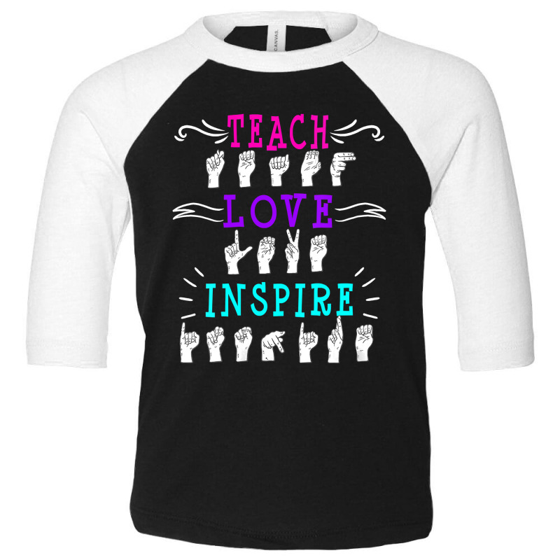 Womens American Sign Language Asl Teacher Hearing Impaired Inspire V N Toddler 3/4 Sleeve Tee | Artistshot