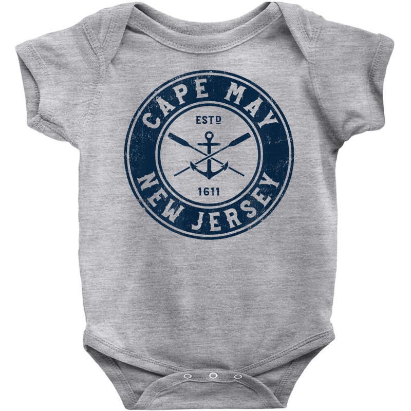 Cape May New Jersey Nj Vintage Boat Anchor & Oars T Shirt Baby Bodysuit by ReagerAero | Artistshot