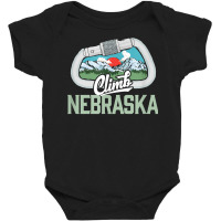 Climb Nebraska Retro Rock Climbing Vintage Carabiner Graphic T Shirt Baby Bodysuit | Artistshot