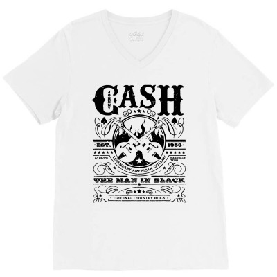Johnny Arts Cash Music Legends Never Die V-neck Tee Designed By Romeo And Juliet