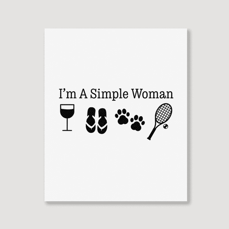 Womens I'm A Simple Woman Wine Flip Flops Dog Paw Tennis Gift T Shirt Portrait Canvas Print | Artistshot