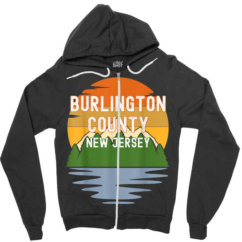 From Burlington County New Jersey Vintage Sunset T Shirt Zipper Hoodie | Artistshot