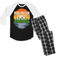 From Burlington County New Jersey Vintage Sunset T Shirt Men's 3/4 Sleeve Pajama Set | Artistshot