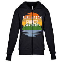 From Burlington County New Jersey Vintage Sunset T Shirt Youth Zipper Hoodie | Artistshot