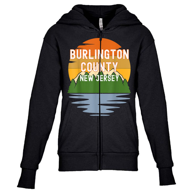 From Burlington County New Jersey Vintage Sunset T Shirt Youth Zipper Hoodie | Artistshot