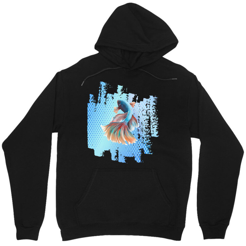 Beta Fish T  Shirt Beta Fish Blue With Rainbow Tail On Blue T  Shirt Unisex Hoodie | Artistshot