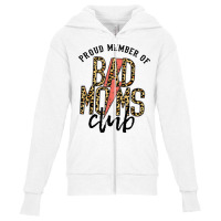 Leopard Proud Member Of Bad Moms Club Lightning Bolt Western T Shirt Youth Zipper Hoodie | Artistshot