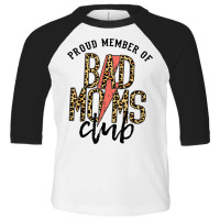 Leopard Proud Member Of Bad Moms Club Lightning Bolt Western T Shirt Toddler 3/4 Sleeve Tee | Artistshot