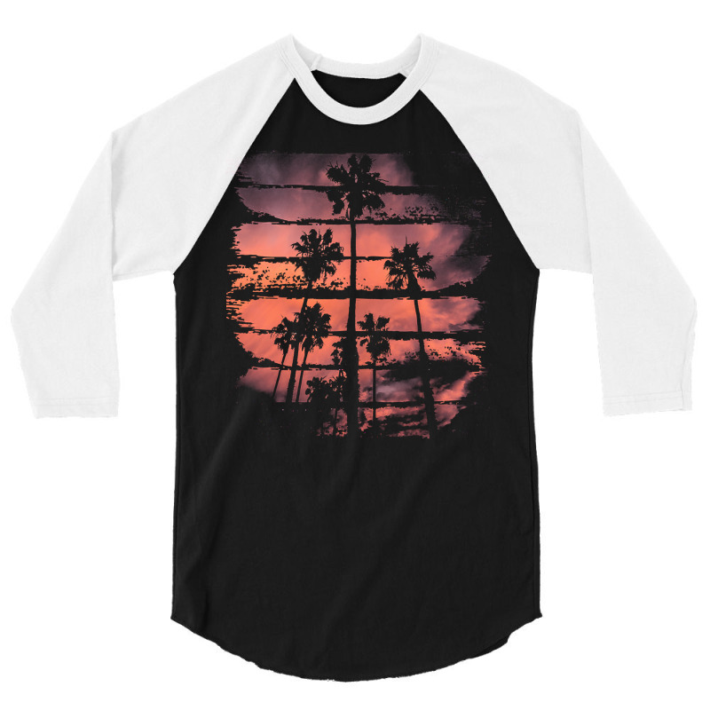 Palm Trees T  Shirt A Beautiful Painting That Shows The Atmosphere Of 3/4 Sleeve Shirt by abelwisoky990 | Artistshot