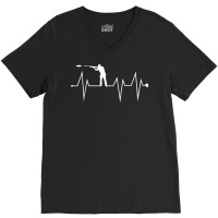 Funny Sporting Clays Shooter Heartbeat Heart Pulse Rate Ekg T Shirt V-neck Tee | Artistshot