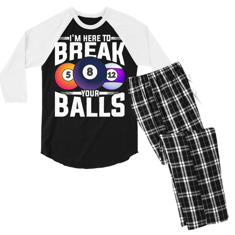 Billiard T  Shirt8 Ball Pool Player Funny Snooker Billiard T  Shirt Men's 3/4 Sleeve Pajama Set | Artistshot