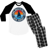 Long Beach Island New Jersey Nj Vintage Sailboat Retro 70s T Shirt Men's 3/4 Sleeve Pajama Set | Artistshot