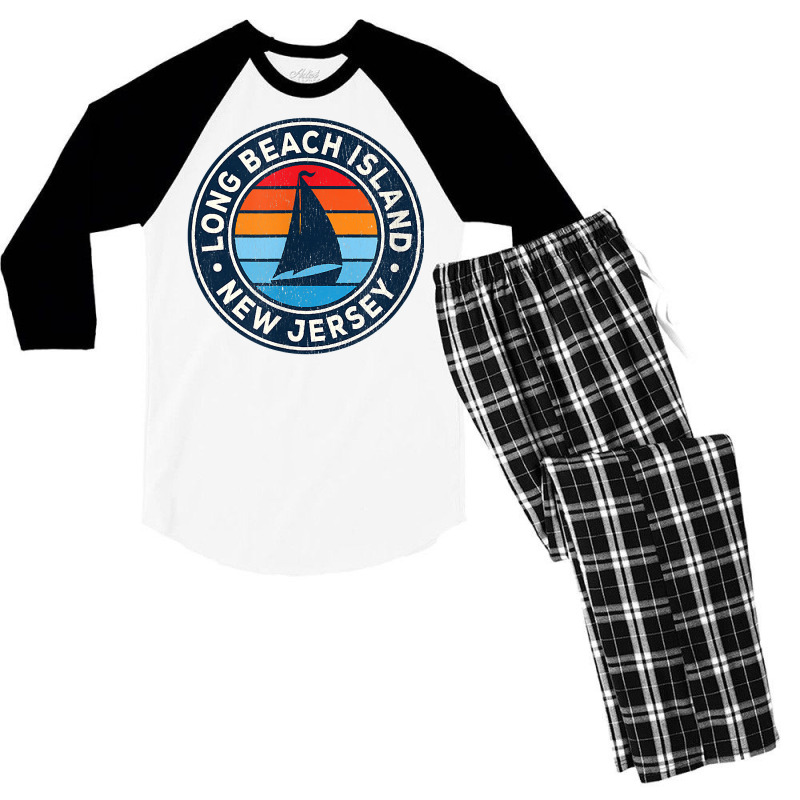 Long Beach Island New Jersey Nj Vintage Sailboat Retro 70s T Shirt Men's 3/4 Sleeve Pajama Set by ReagerAero | Artistshot