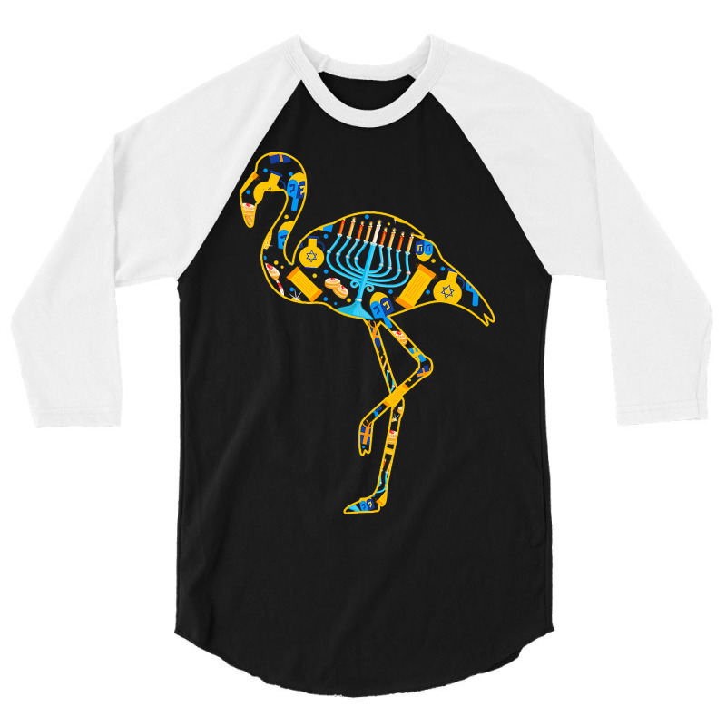 Flamingo Bird Tropical Hanukkah Flamingo Shape Menorah Collection Jewi 3/4 Sleeve Shirt | Artistshot