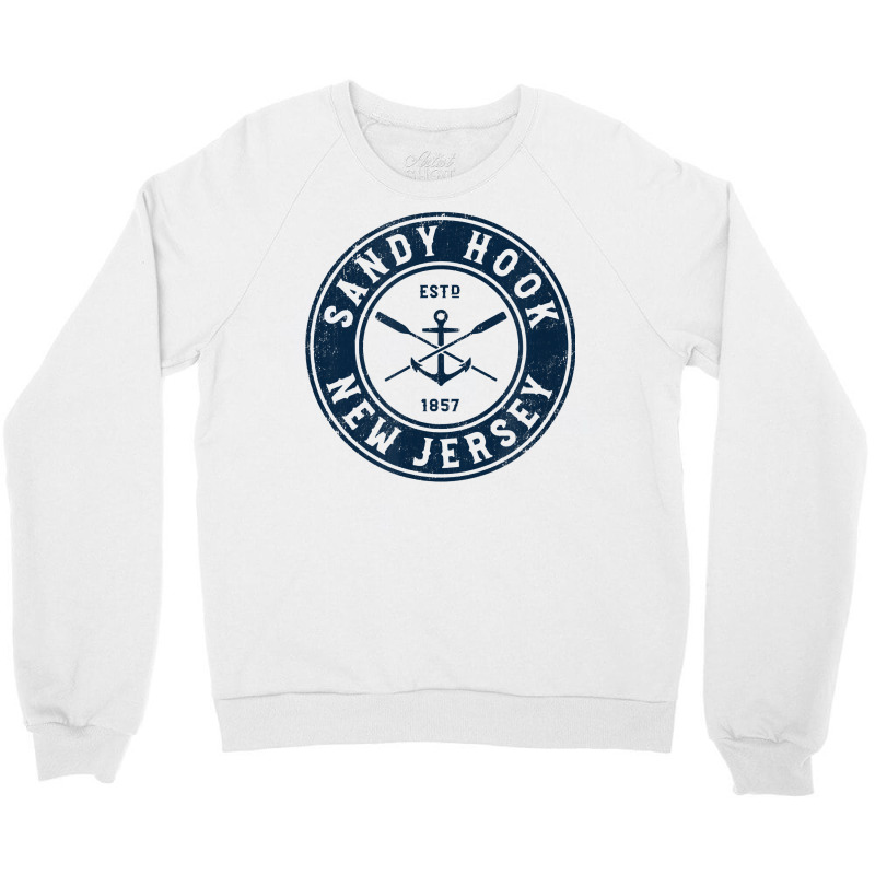 Sandy Hook New Jersey Nj Vintage Boat Anchor & Oars T Shirt Crewneck Sweatshirt by ReagerAero | Artistshot