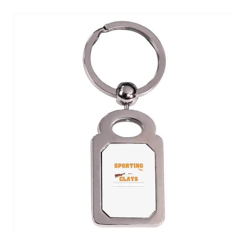 Sporting Clays   Golf With A Shotgun   Clay Target Shooting Sweatshirt Silver Rectangle Keychain | Artistshot