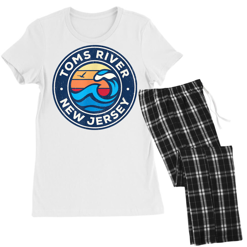 Toms River New Jersey Nj Vintage Nautical Waves Design T Shirt Women's Pajamas Set by BeanblossomSheldon | Artistshot