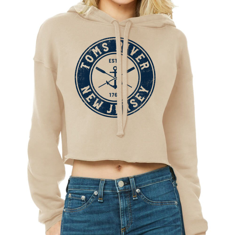 Toms River New Jersey Nj Vintage Boat Anchor & Oars T Shirt Cropped Hoodie by ReagerAero | Artistshot