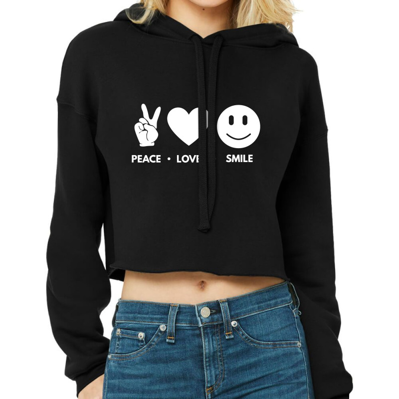 Peace Love Smile Cropped Hoodie by blackacturus | Artistshot