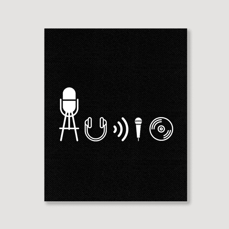 Audio Symbols From Sound, Music, Live Production, Engineer T Shirt Portrait Canvas Print | Artistshot