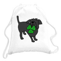 Funny Dog Holding Shamrock Drawstring Bags | Artistshot