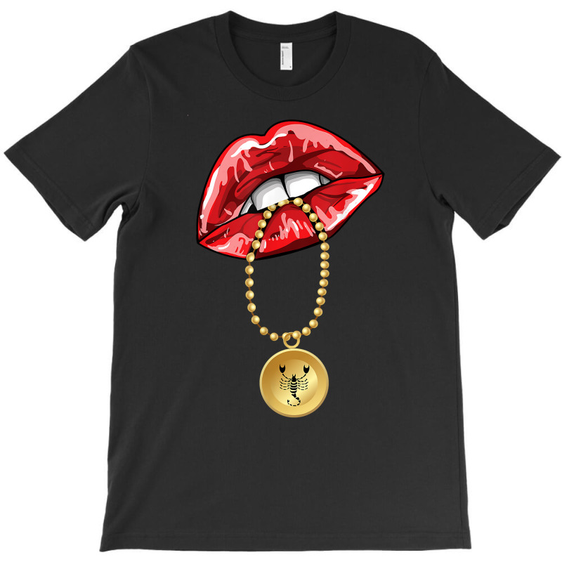 Scorpio Girl Juicy Lips Necklace Astrology Zodiac Sign T Shirt T-shirt | Artistshot