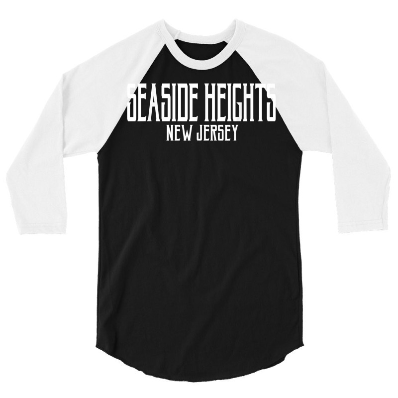 Seaside Heights New Jersey Vintage Text Pink W White Print T Shirt 3/4 Sleeve Shirt | Artistshot