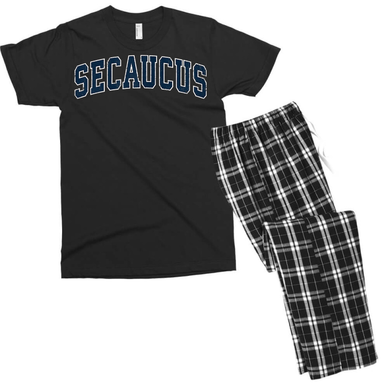 Secaucus New Jersey Nj Vintage Sports Design Navy Design T Shirt Men's T-shirt Pajama Set | Artistshot