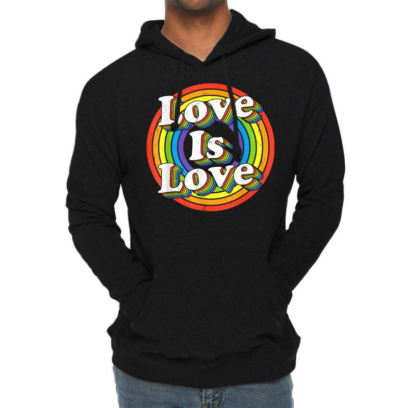 Vintage Rainbow Love Is Love Lgbt Gay Lesbian Pride Lbgtq T Shirt Lightweight Hoodie | Artistshot